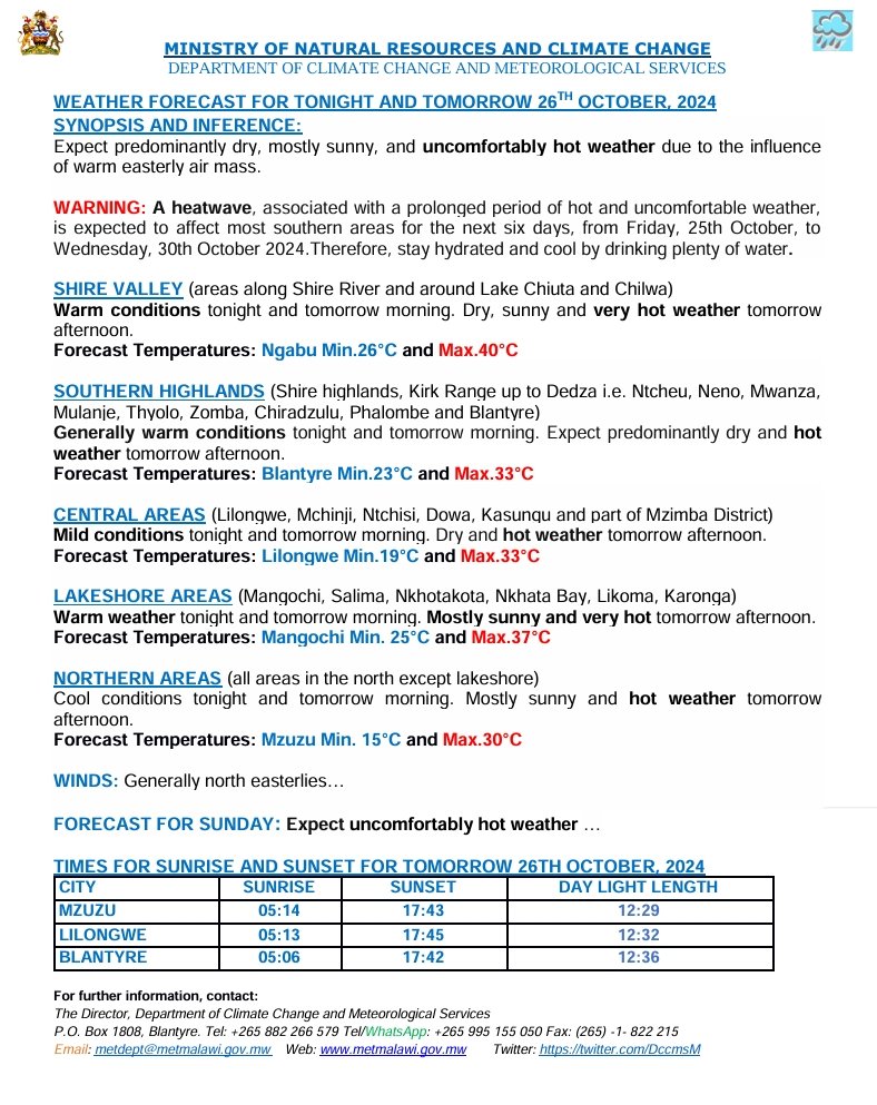 Weather Forecast 26 October 2024